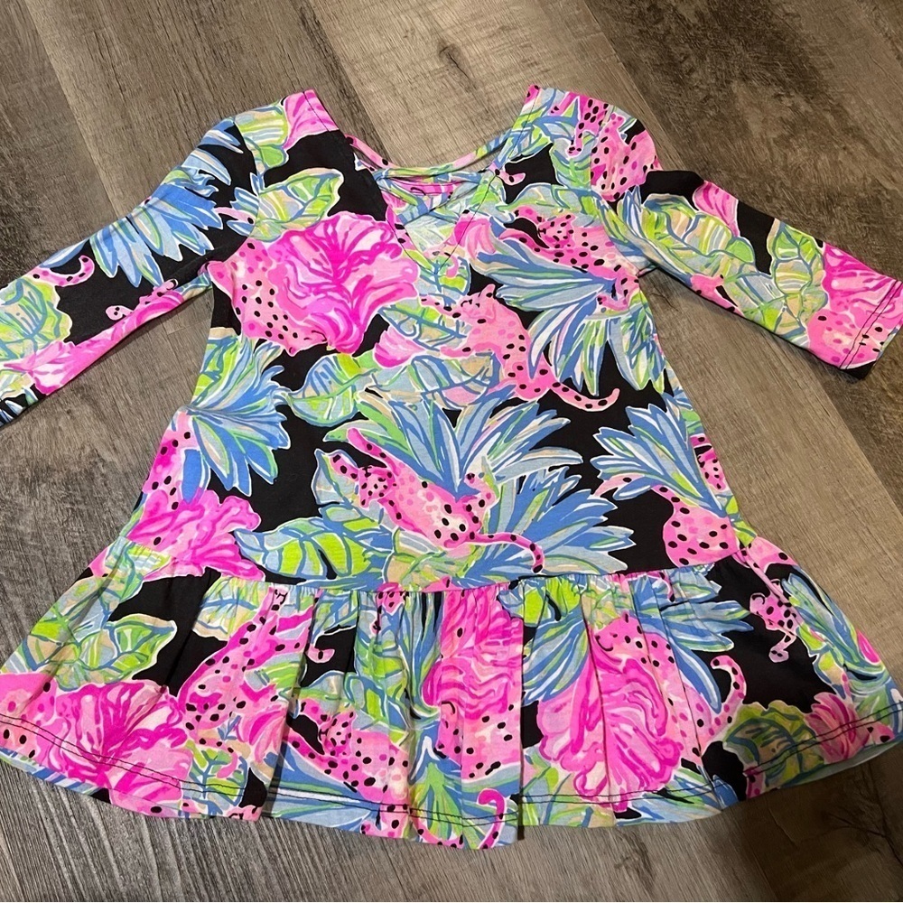 Lilly Pulitzer Girls Jena Dress in Onyx Jaguar Jungle size XS 2/3 - Picture 2 of 6